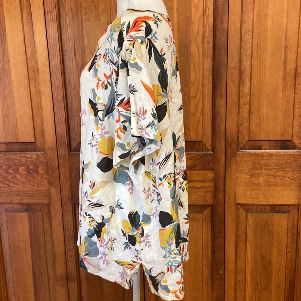 Cynthia Rowley Curve Floral Scoop Neck Linen Popover Top NWT 2XL - Picture 3 of 12